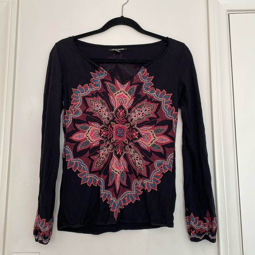 Lucky Brand Black Long Sleeve Top